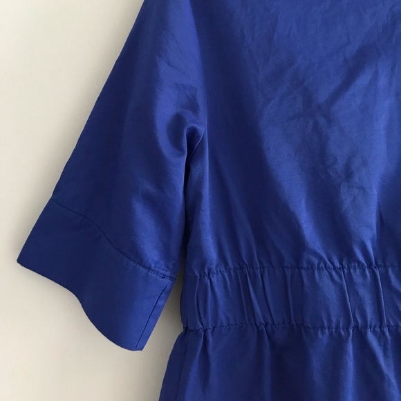 Luii | Short Sleeve Belted Pocketed Zippered Jacket Womens Size M Blue - Picture 4 of 9